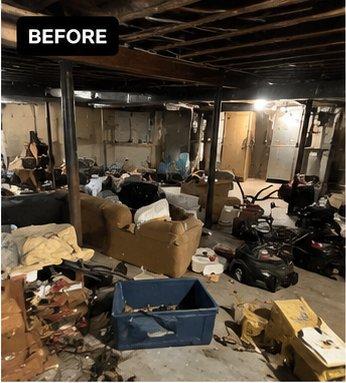 Basement before Jojo's Junk Removal